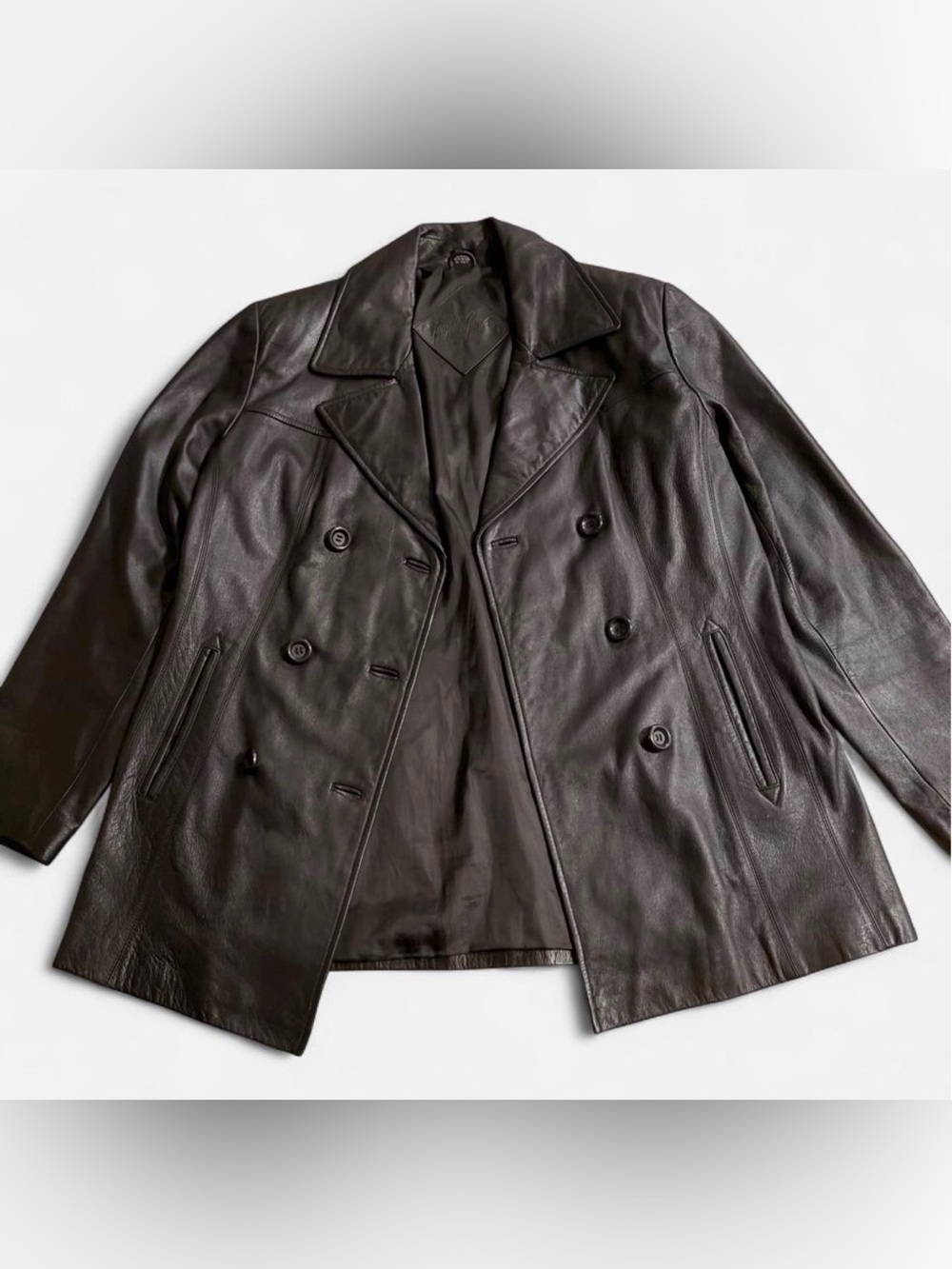 Chocolate brown vintage Jacqueline Ferrar genuine leather coat